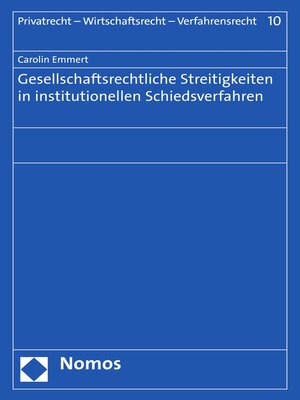 cover image of Gesellschaftsrechtliche Streitigkeiten in institutionellen Schiedsverfahren